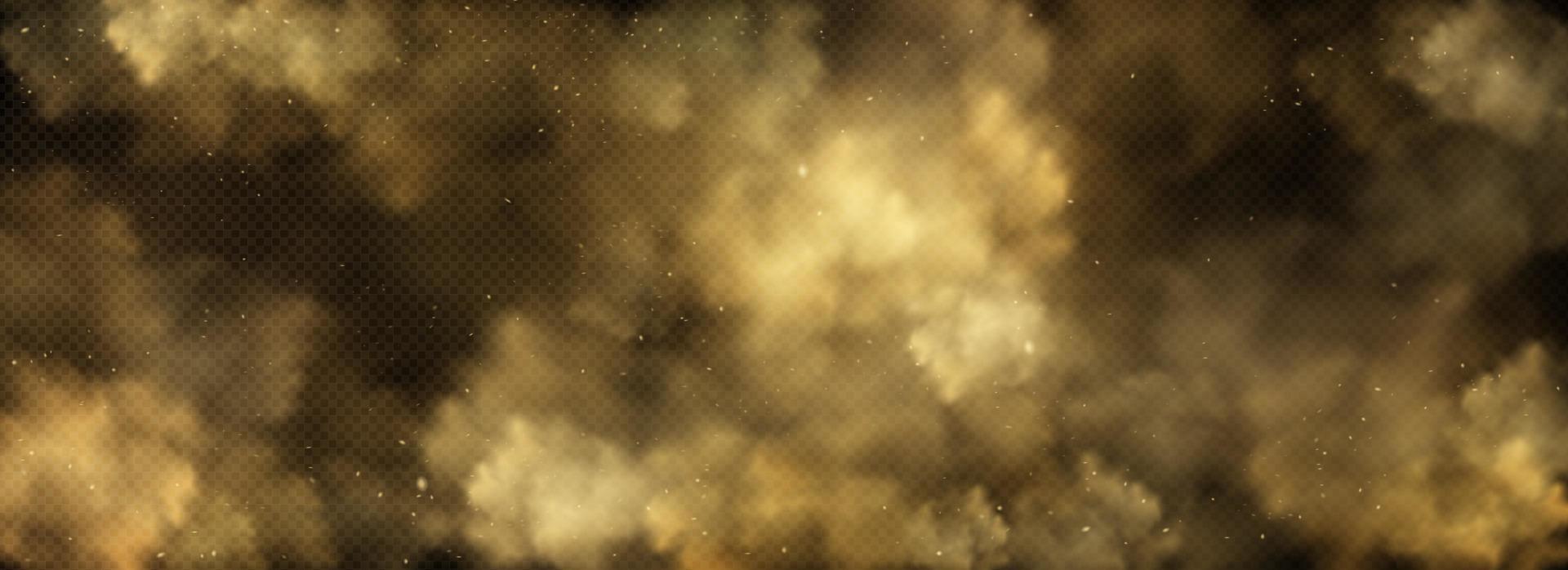 Brown dust, sand and smoke clouds vector