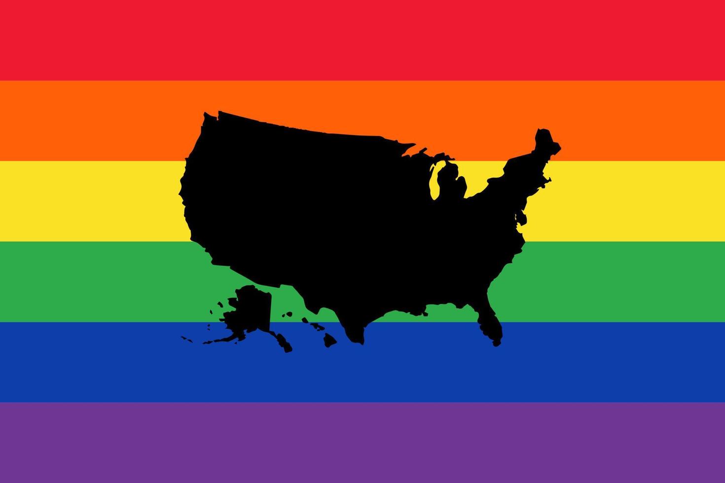 lgbt bandera vector ilustración. America mapa. vector icono. Estados Unidos silueta mapa. todas estados