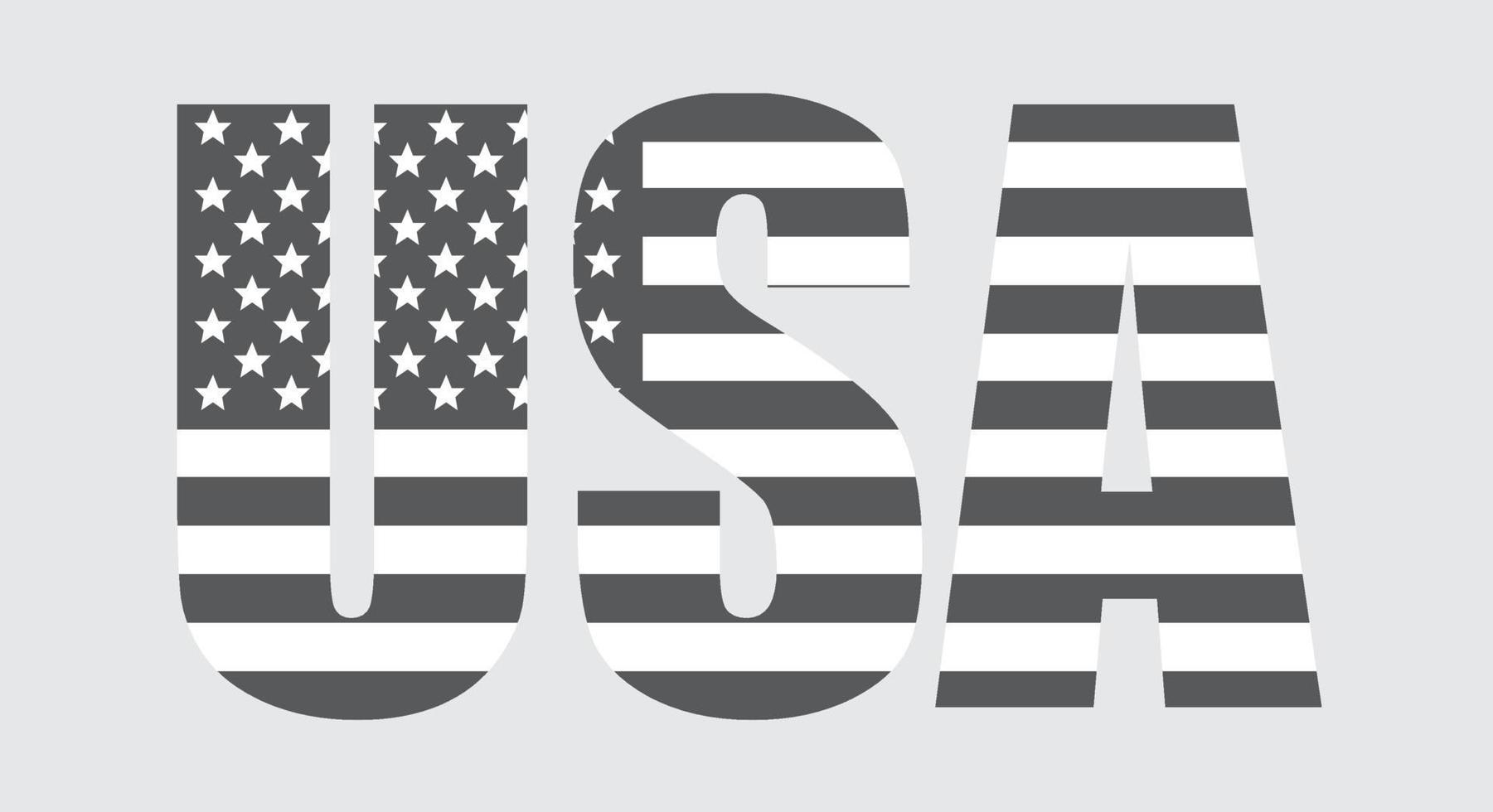 Vector Black and White USA Flag. American Flag Symbol.Icon For Website Or Mobile App