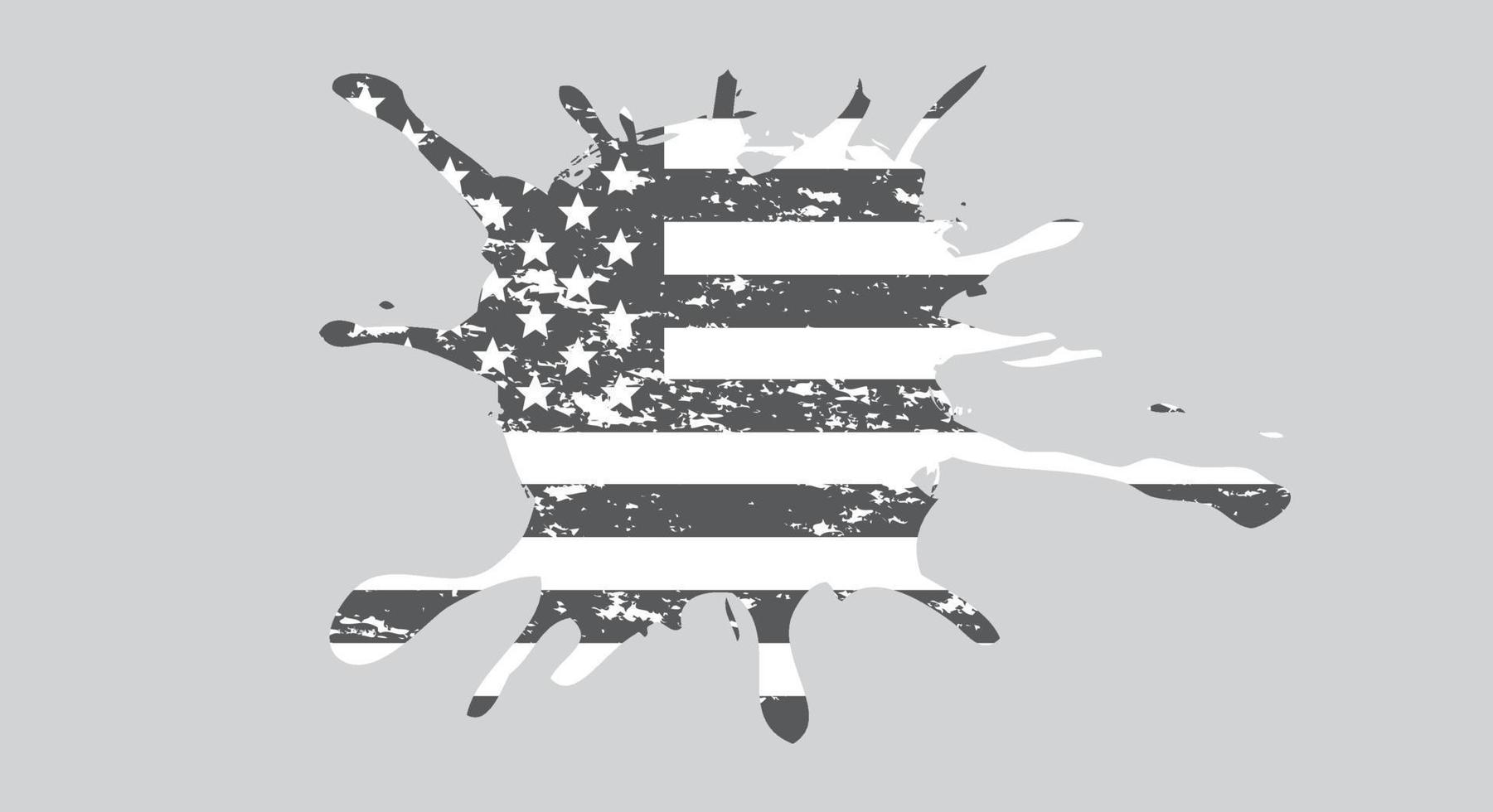 bandera de estados unidos en blanco y negro vectorial. símbolo de la bandera americana.icono para sitio web o aplicación móvil vector