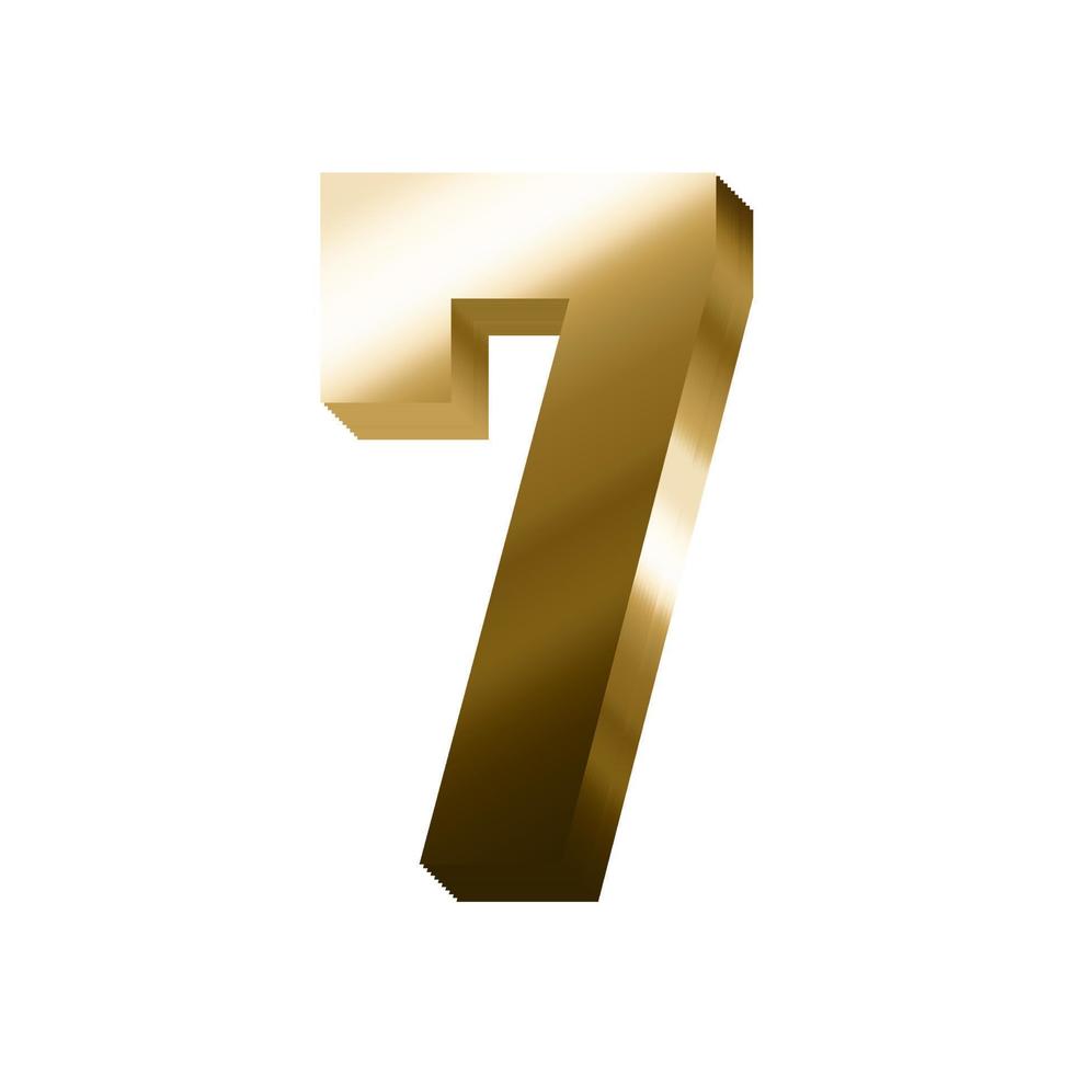 3d gold number 7 vector eps with transparent background