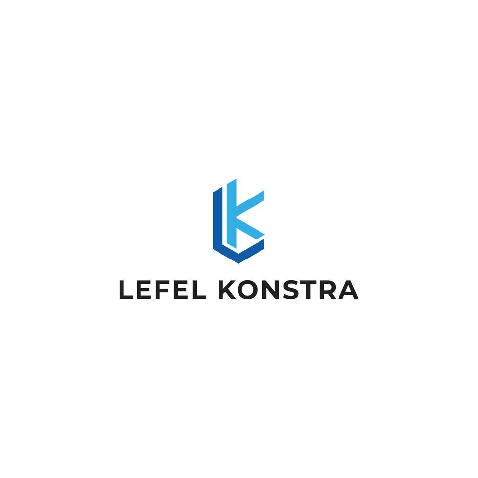 Abstract initial letter LK or KL logo in blue color isolated in white background applied for construction company logo also suitable for the brands or companies have initial name KL or LK. vector