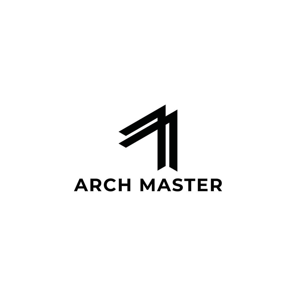 Abstract initial letter AM or MA logo in black color isolated in white background applied for visual media business logo also suitable for the brands or companies have initial name MA or AM. vector