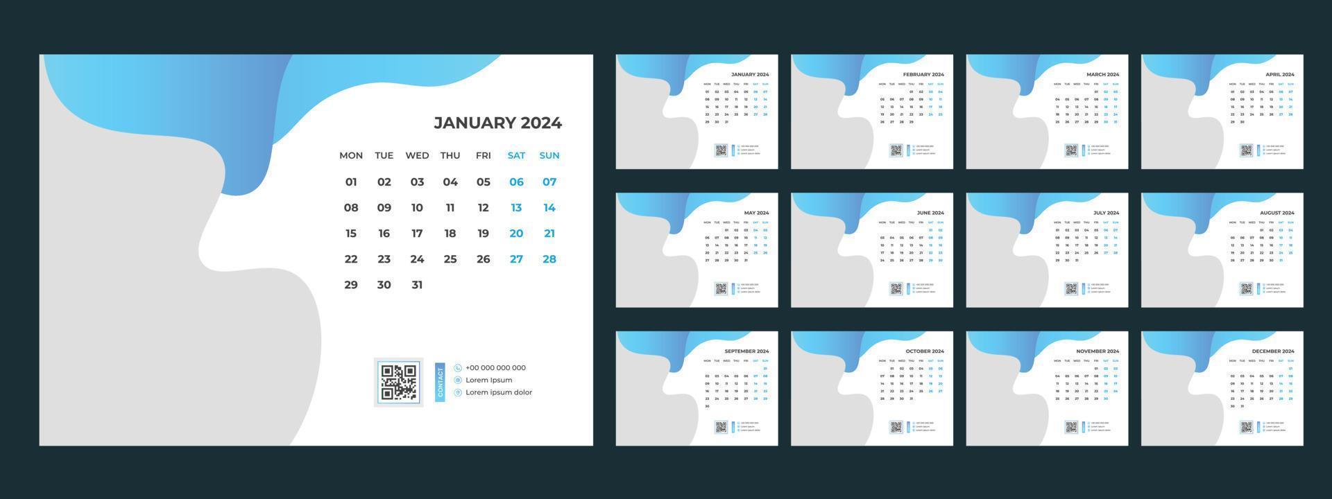 2024 Desk Calendar Template vector