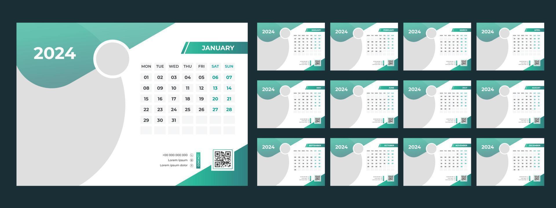 2024 Desk Calendar Template vector