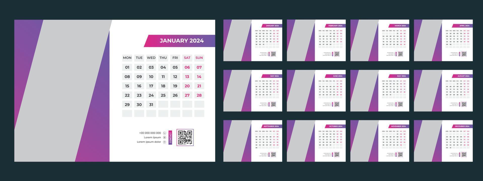 2024 Desk Calendar Template vector