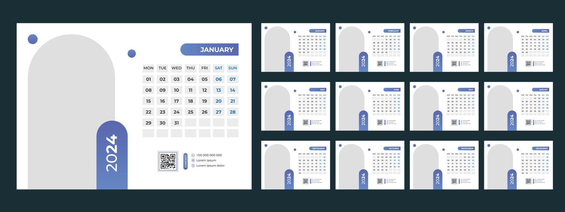 2024 escritorio calendario modelo vector