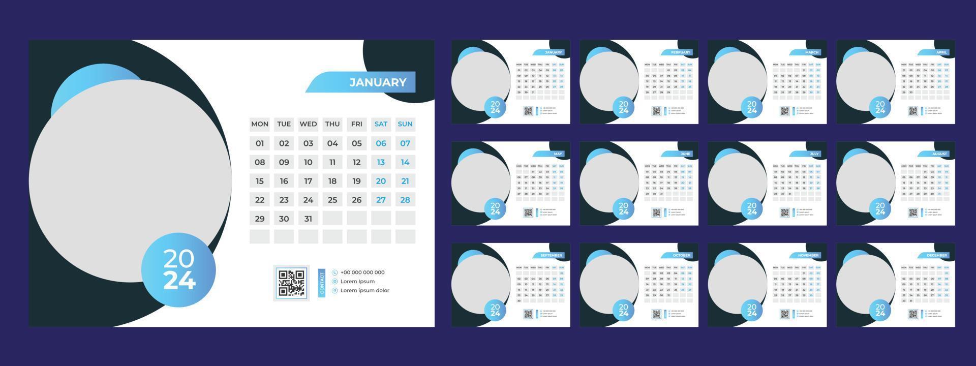 2024 Desk Calendar Template vector