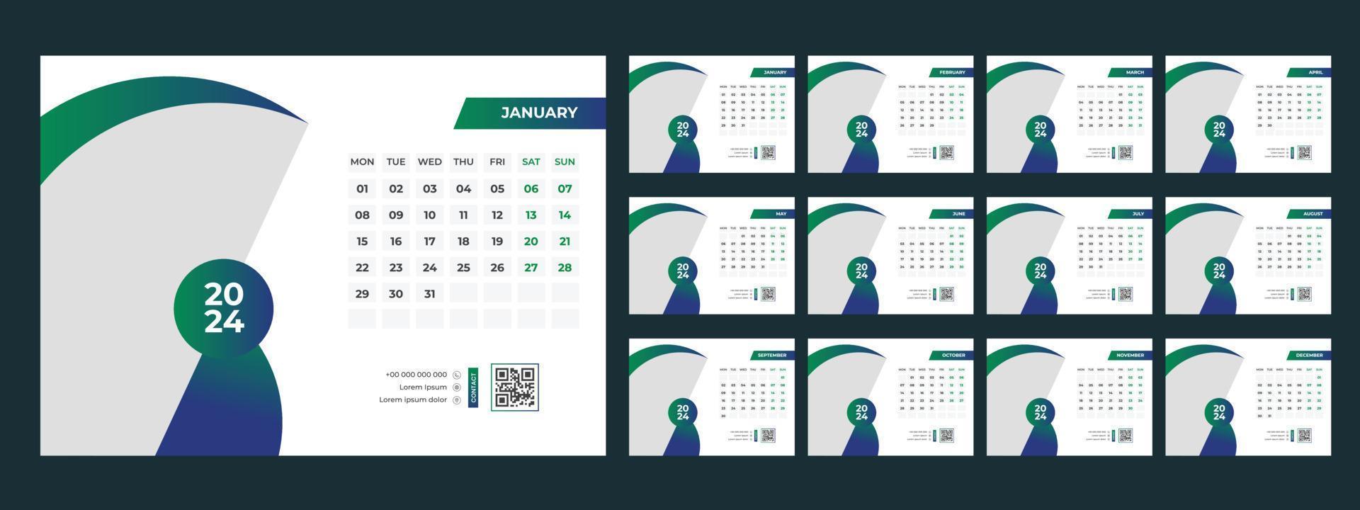 2024 Desk Calendar Template vector