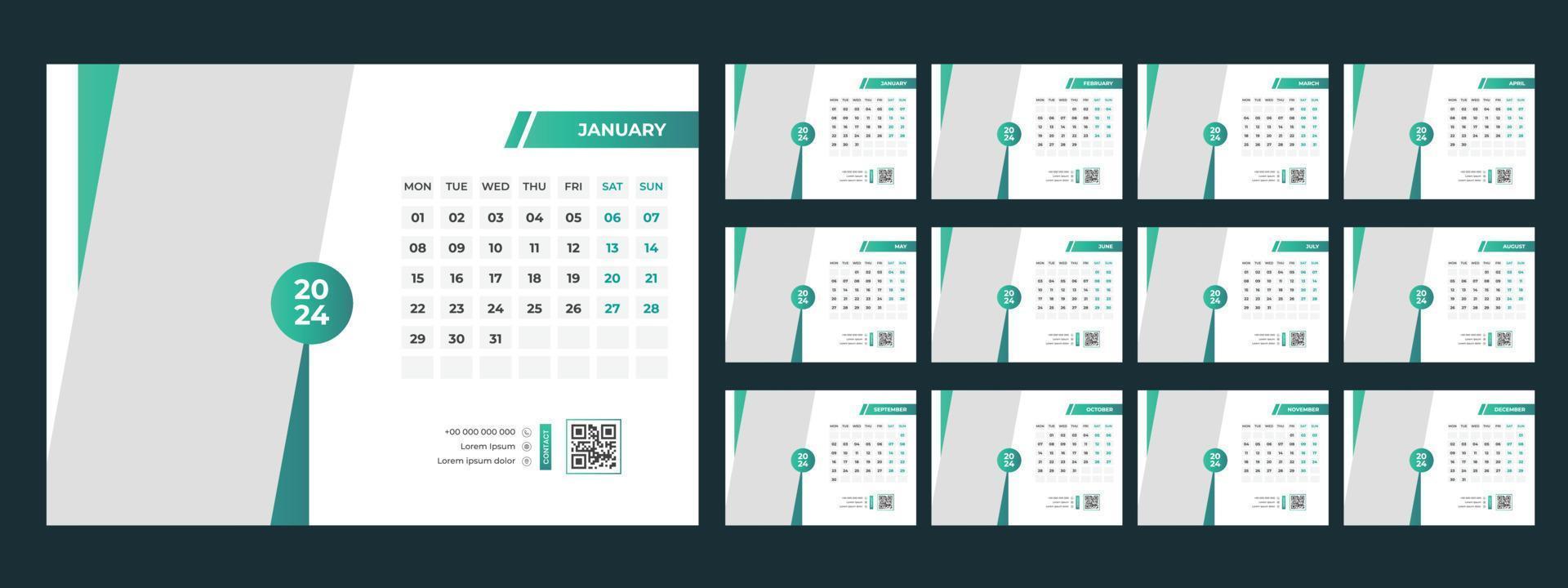 2024 Desk Calendar Template vector