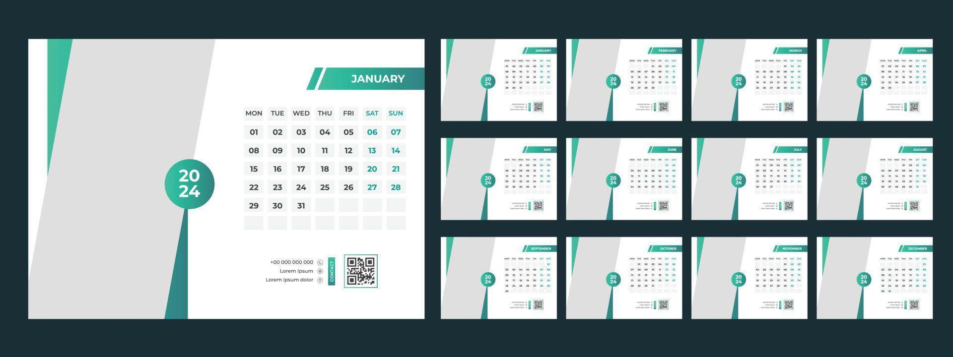 2024 escritorio calendario modelo vector