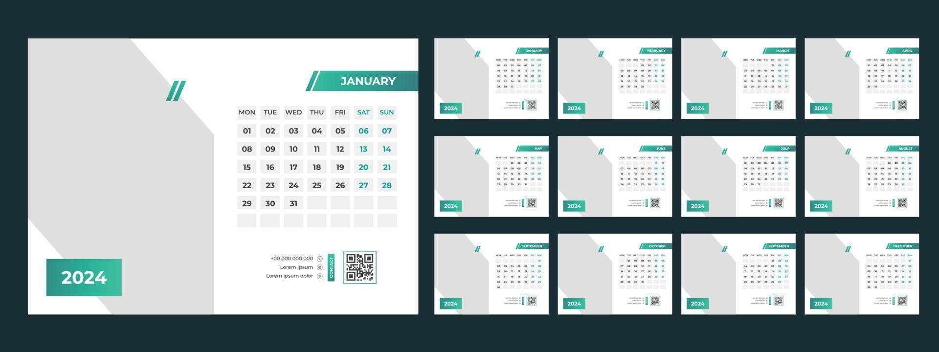 2024 Desk Calendar Template vector