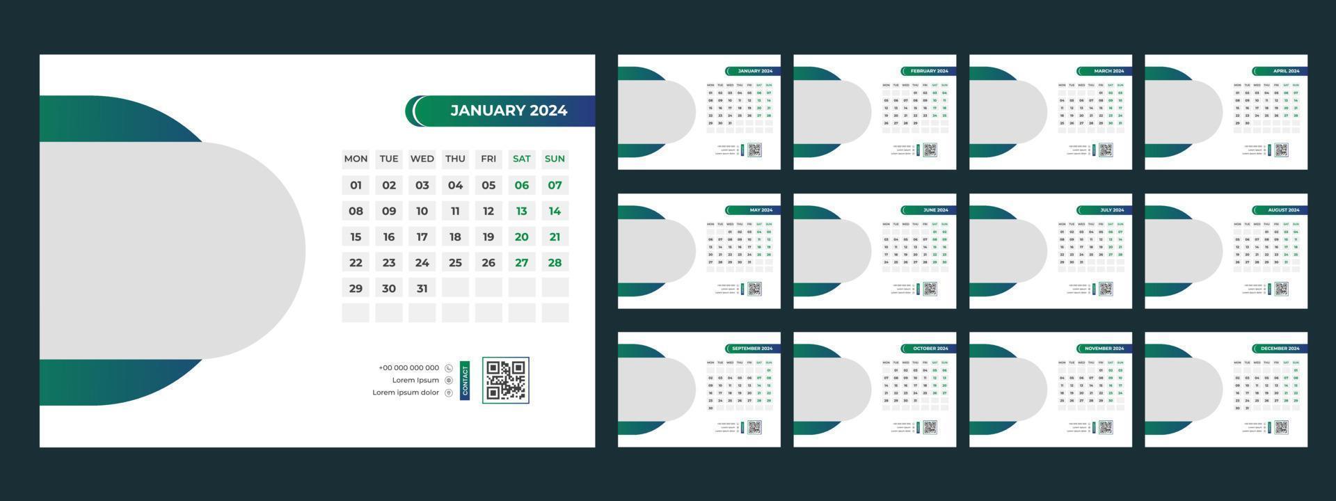 2024 escritorio calendario modelo vector