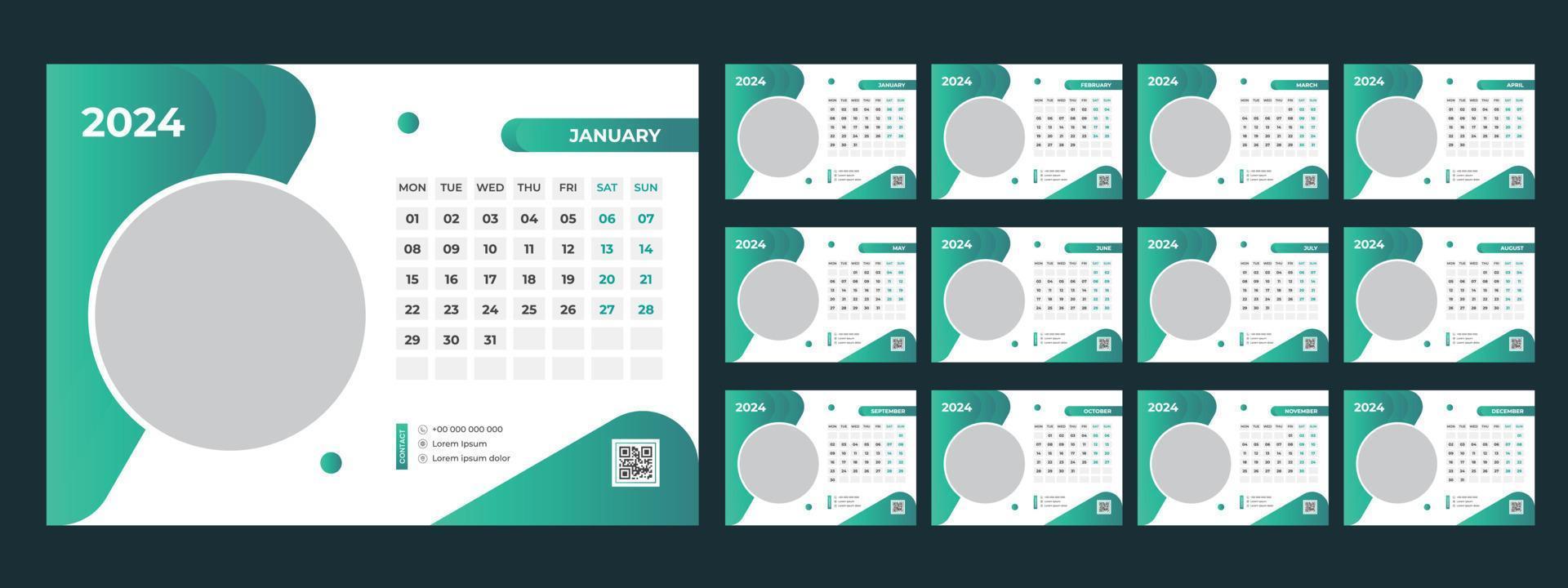 2024 Desk Calendar Template vector