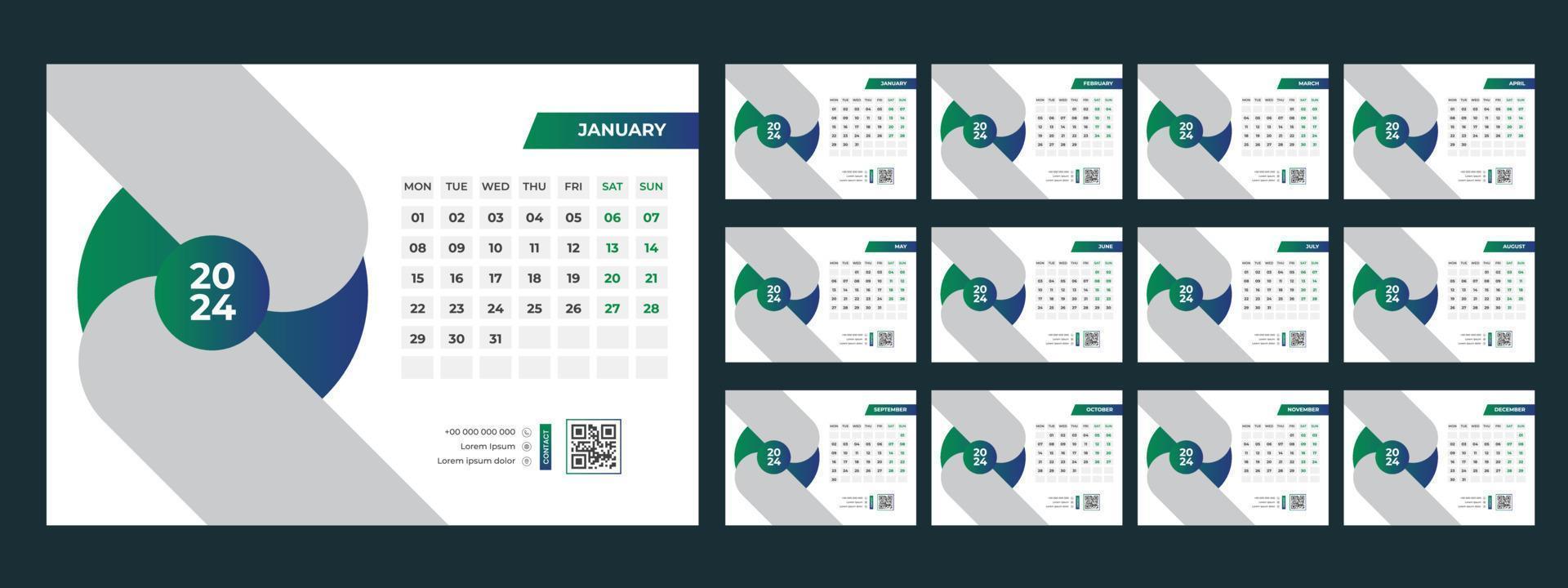 2024 escritorio calendario modelo vector