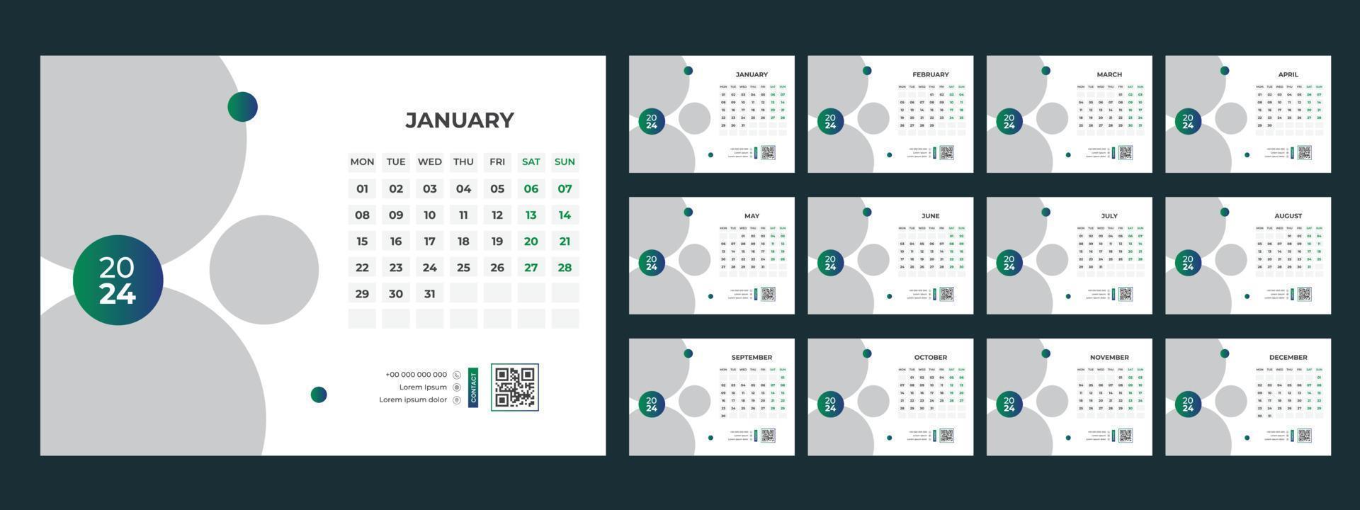 2024 Desk Calendar Template vector