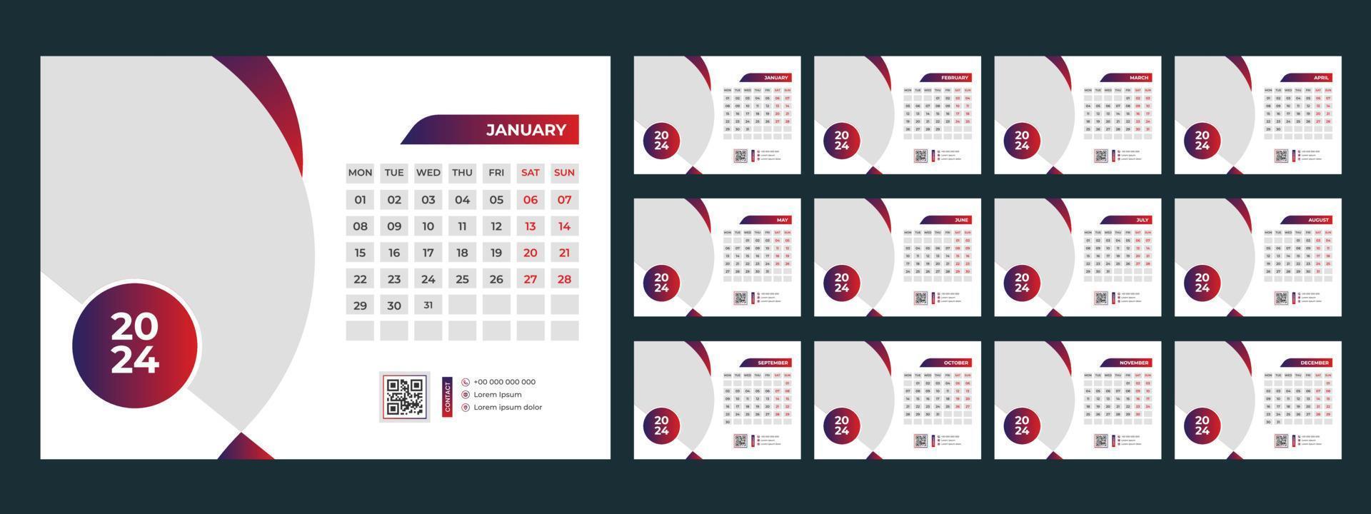2024 Desk Calendar Template vector
