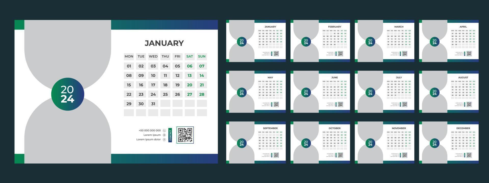 2024 Desk Calendar Template vector