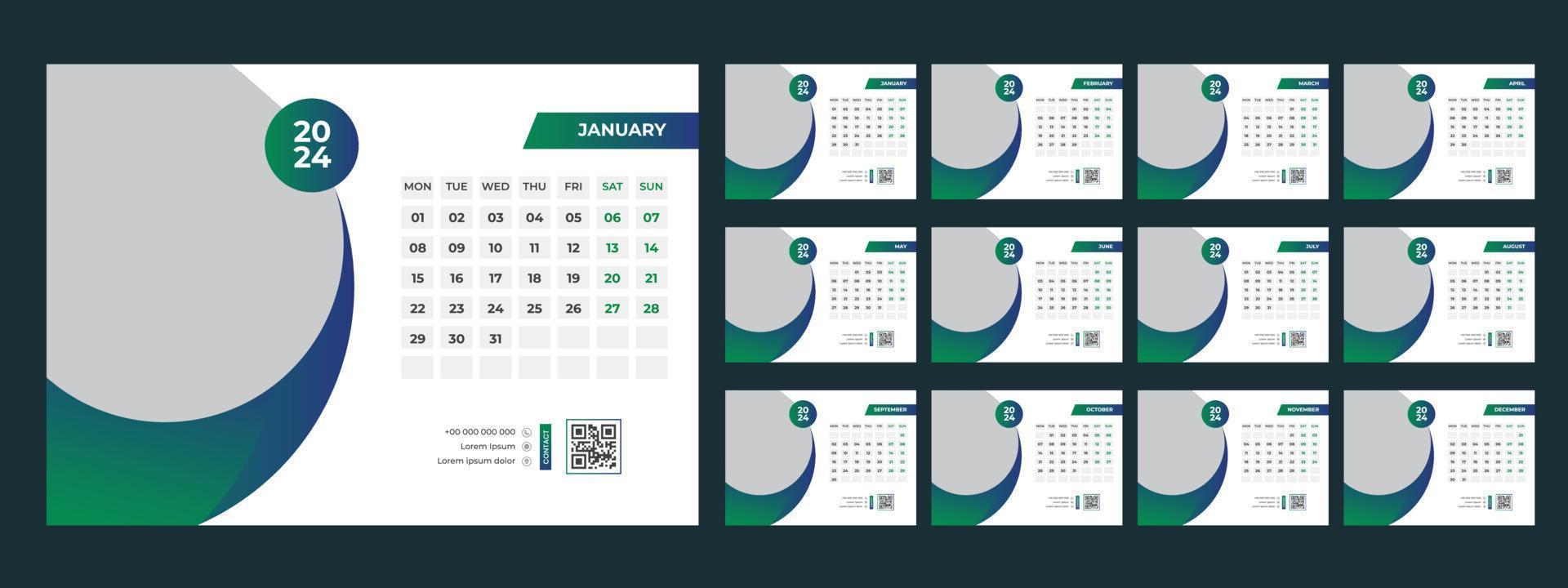 2024 Desk Calendar Template vector