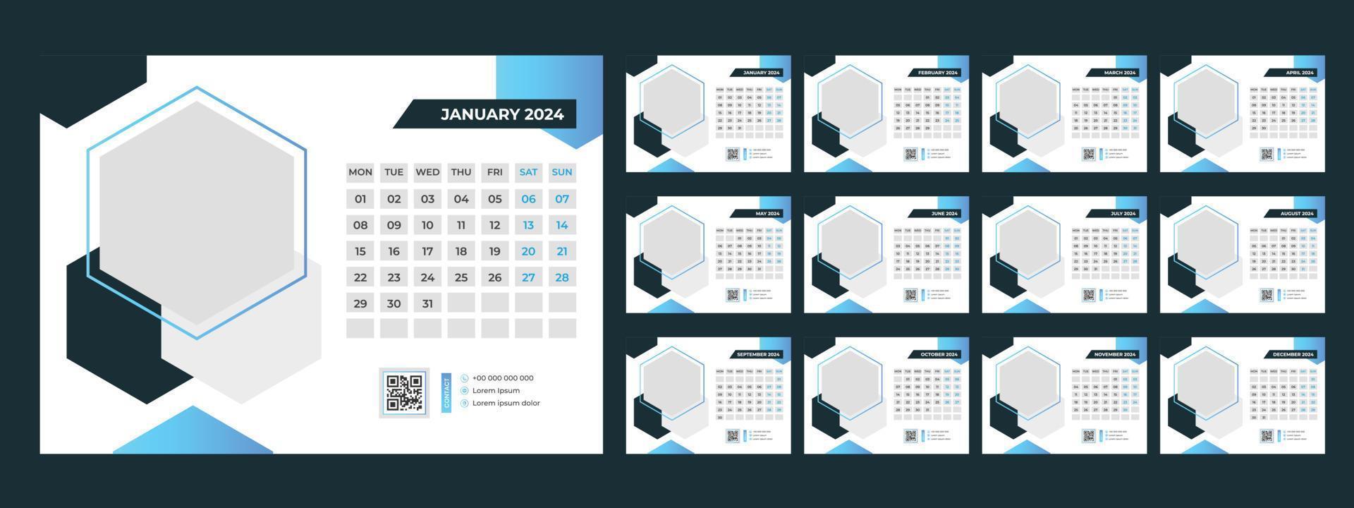 2024 escritorio calendario modelo vector