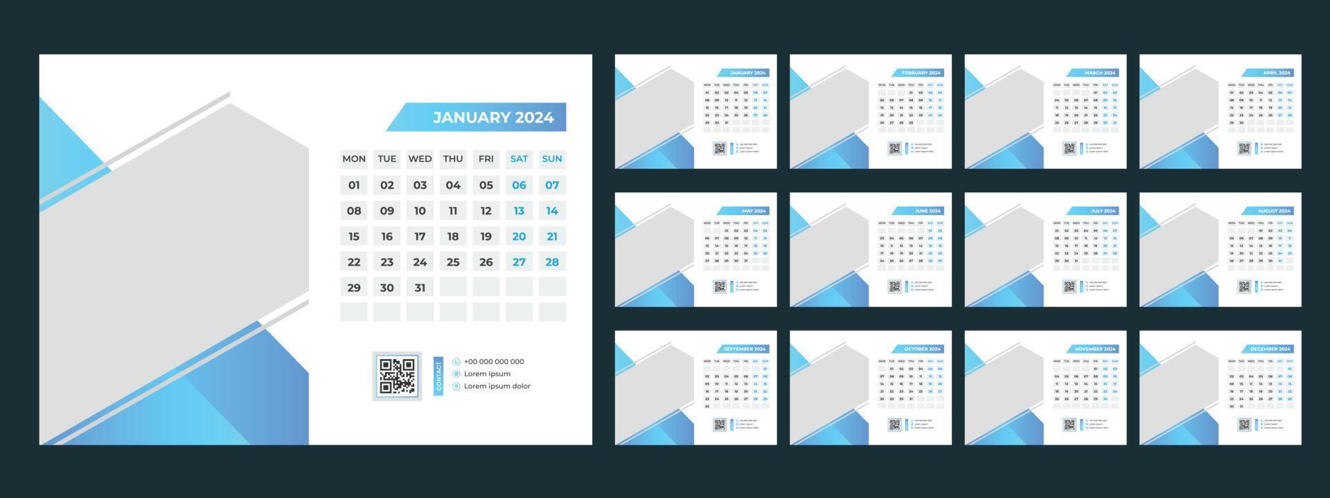 2024 escritorio calendario modelo vector