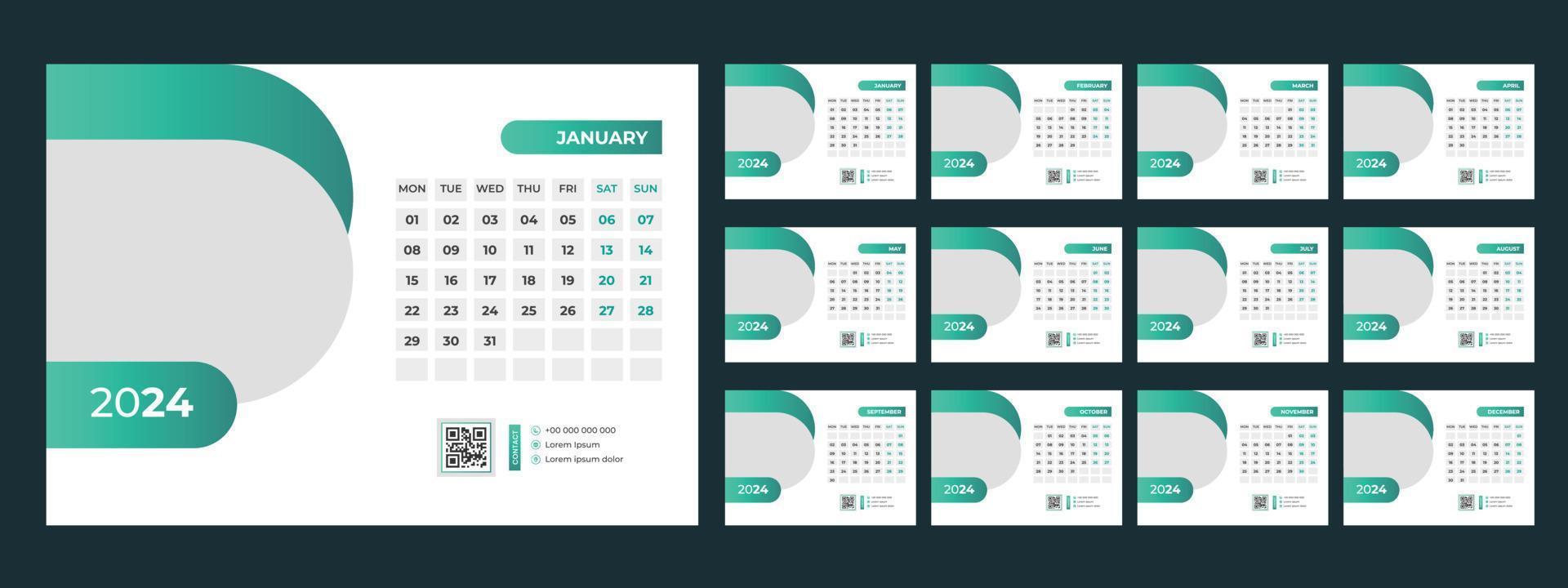 2024 Desk Calendar Template vector