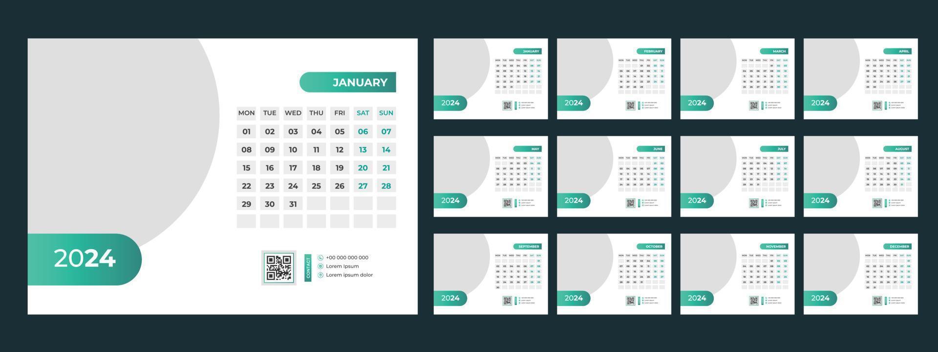 2024 Desk Calendar Template vector
