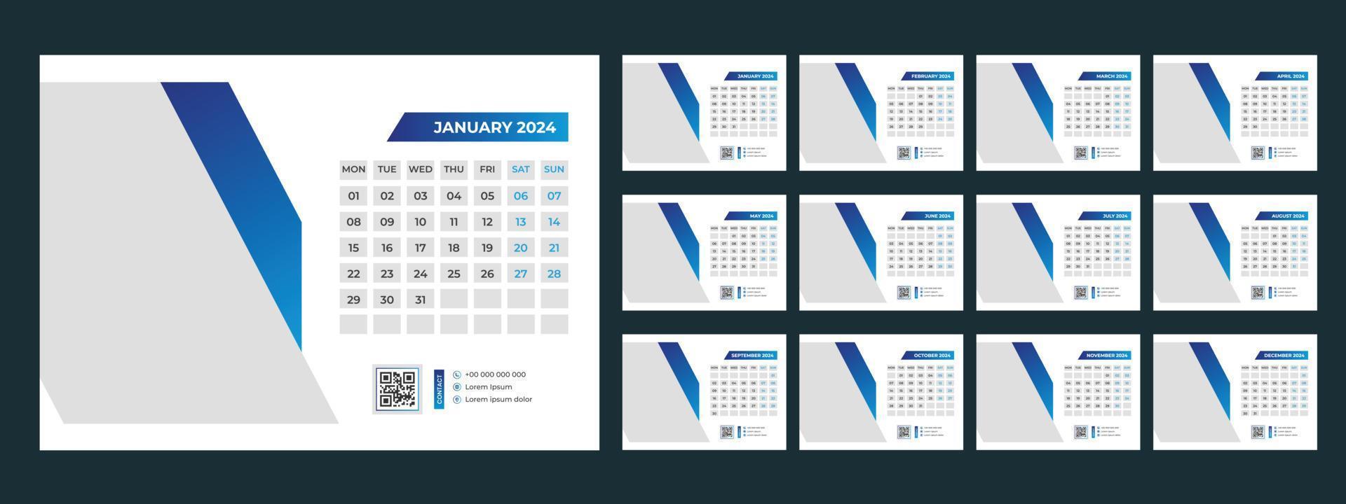 2024 escritorio calendario modelo vector