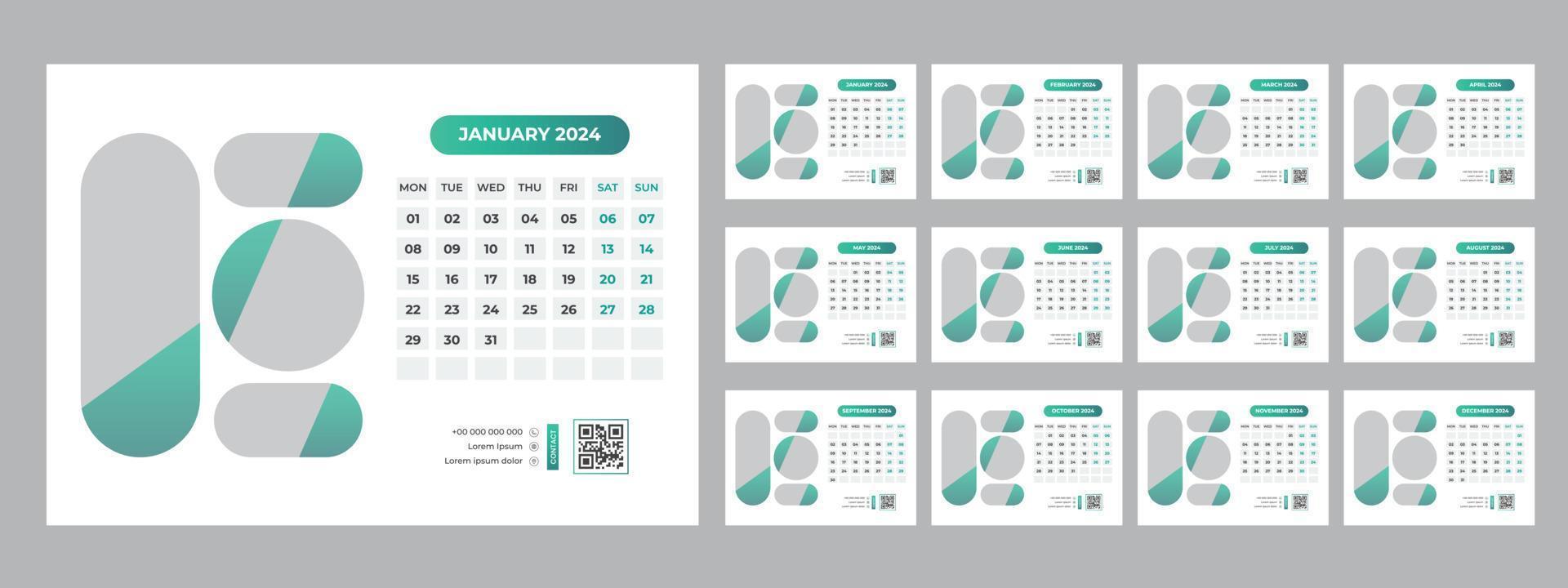 2024 Desk Calendar Template vector