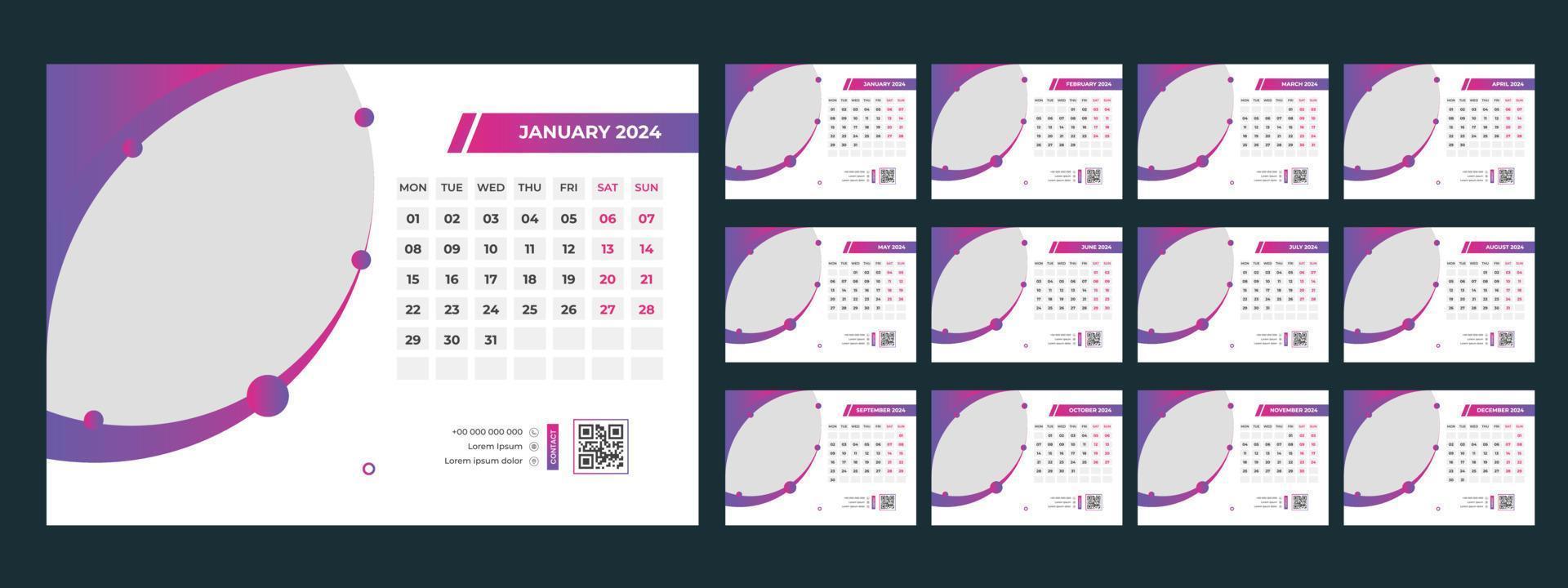 2024 Desk Calendar Template vector