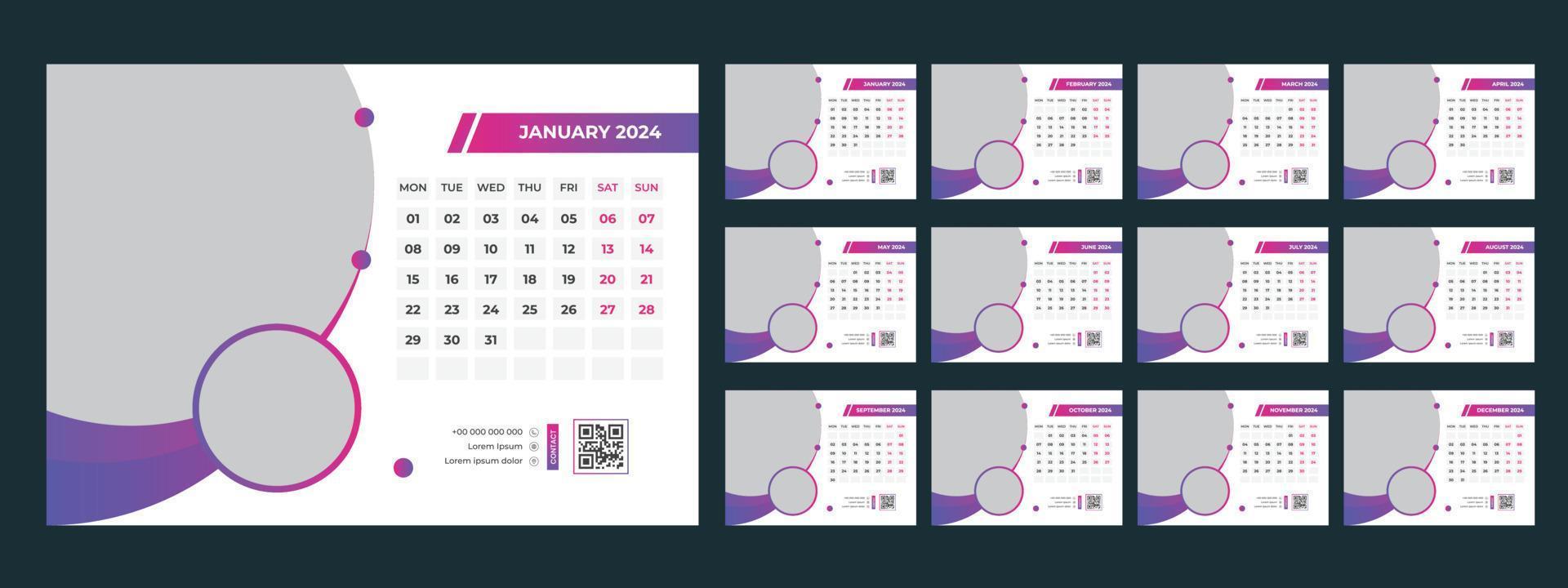 2024 Desk Calendar Template vector