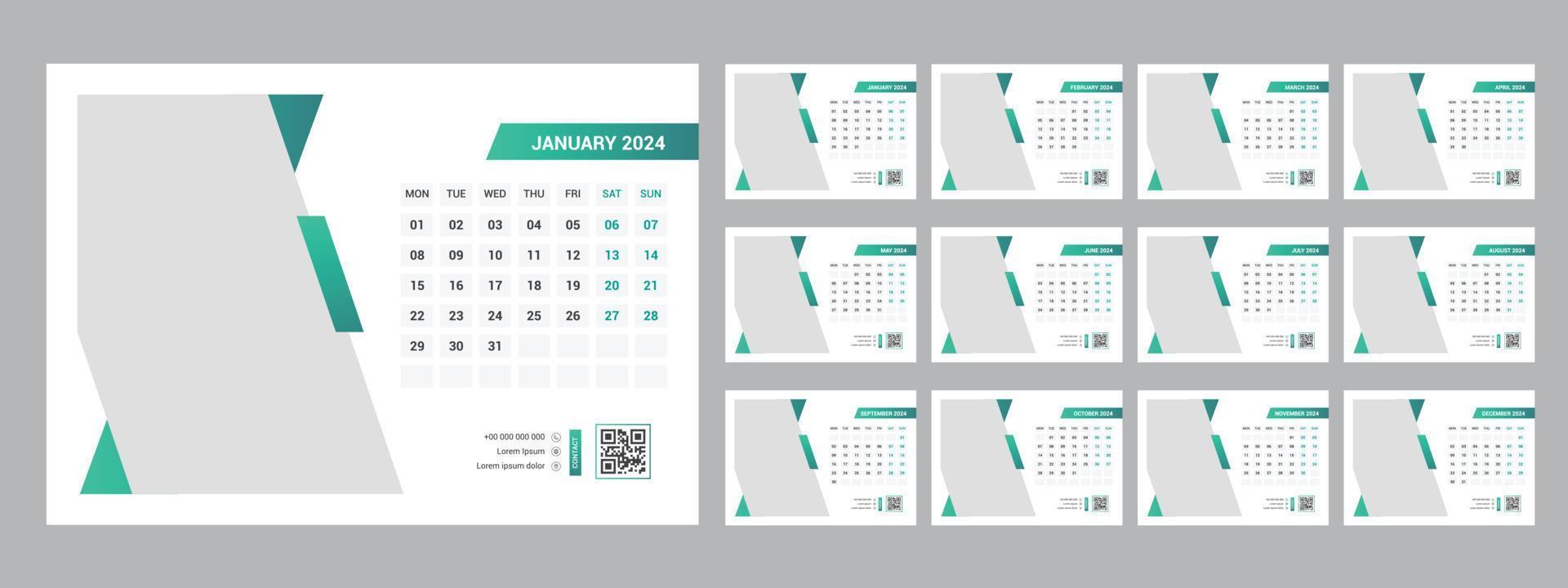 2024 Desk Calendar Template vector