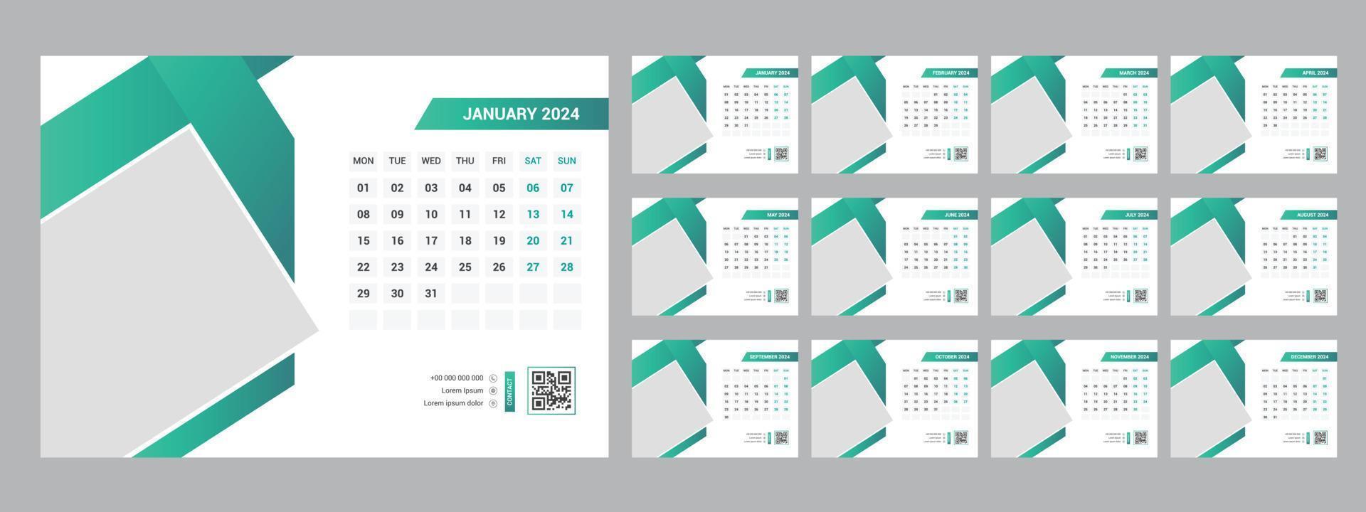 2024 Desk Calendar Template vector