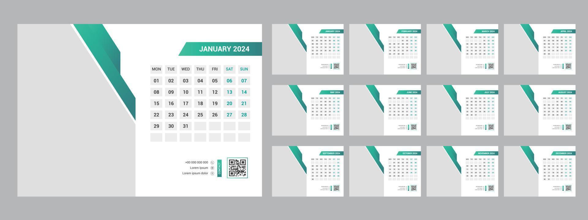 2024 Desk Calendar Template vector