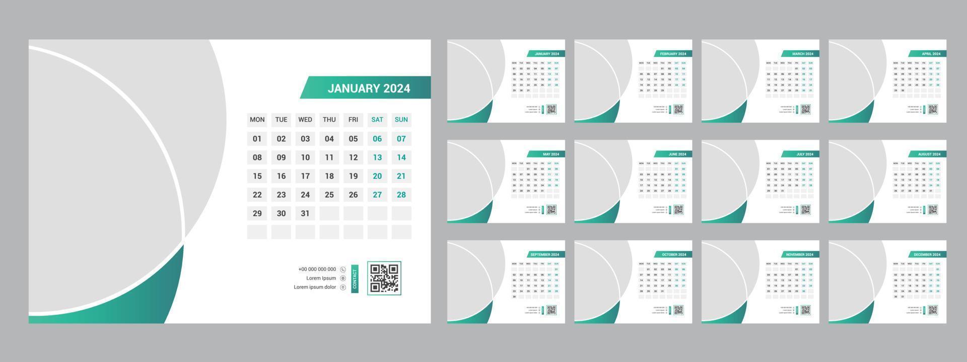 2024 Desk Calendar Template vector
