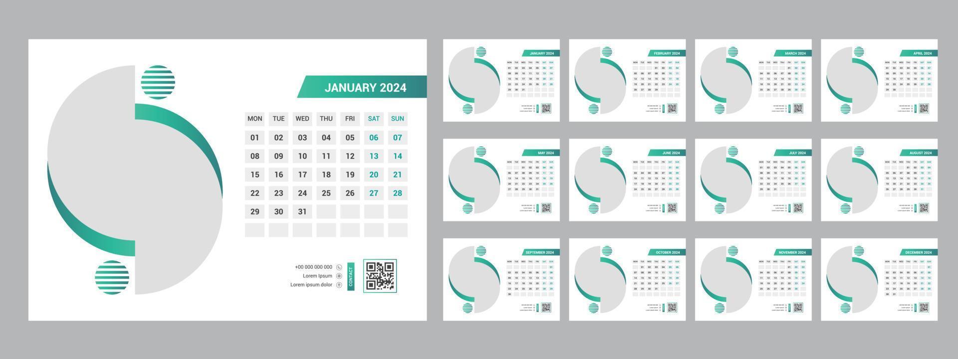 2024 Desk Calendar Template vector