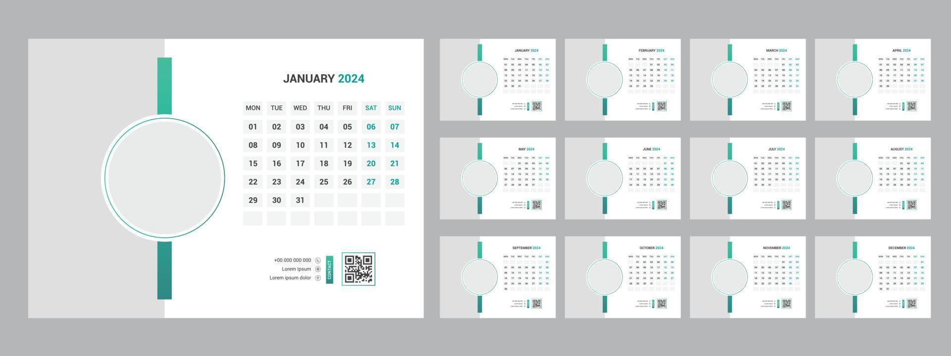 2024 escritorio calendario modelo vector