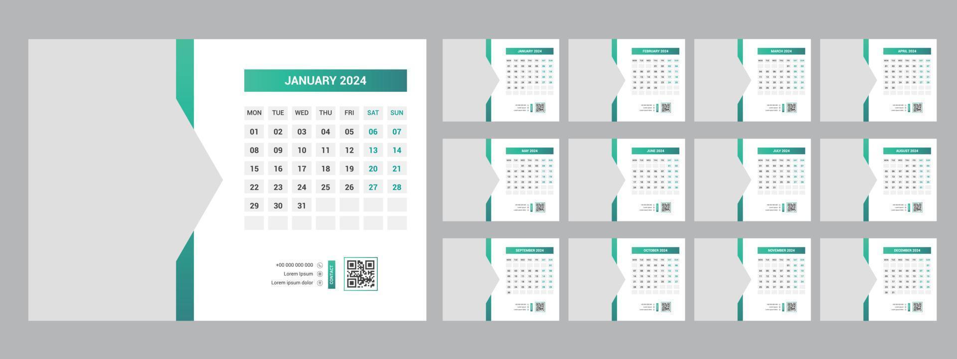 2024 escritorio calendario modelo vector