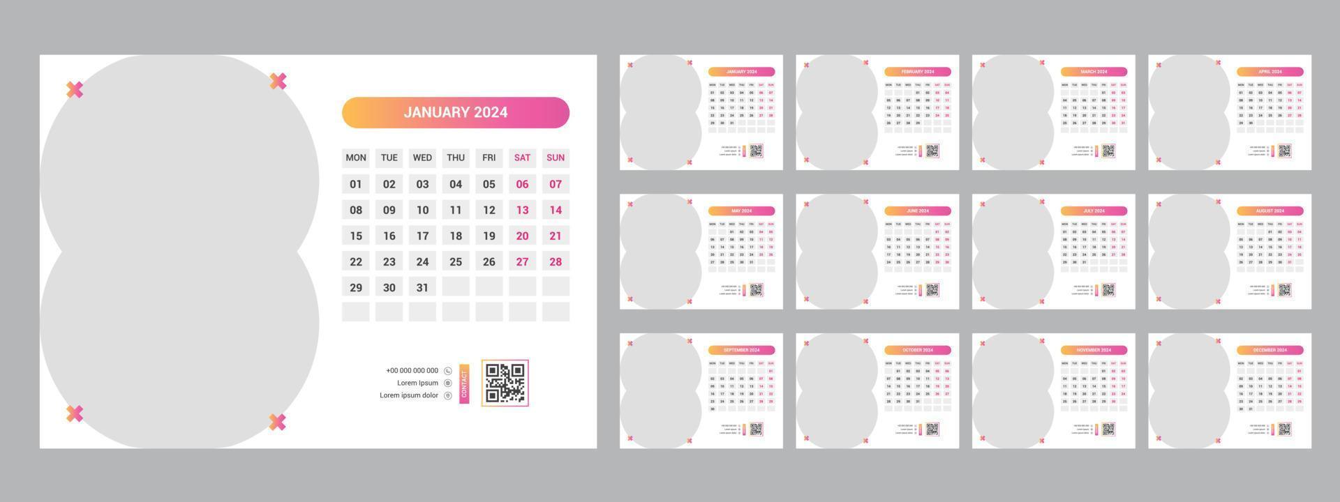 2024 escritorio calendario modelo vector