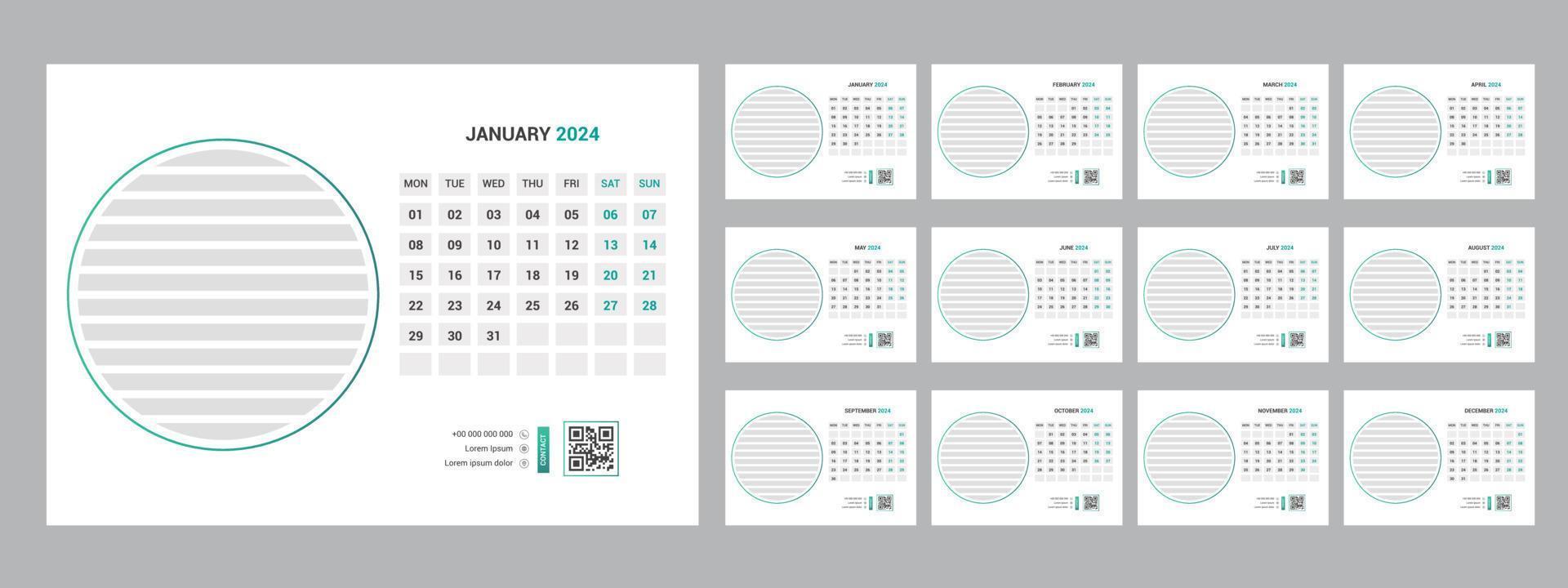 2024 Desk Calendar Template vector