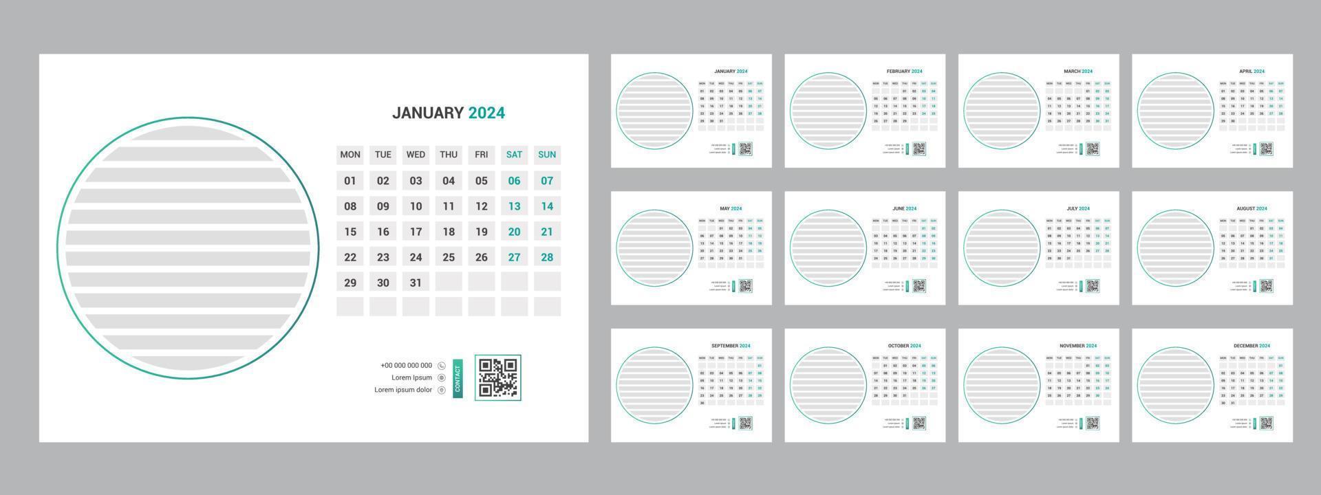 2024 escritorio calendario modelo vector