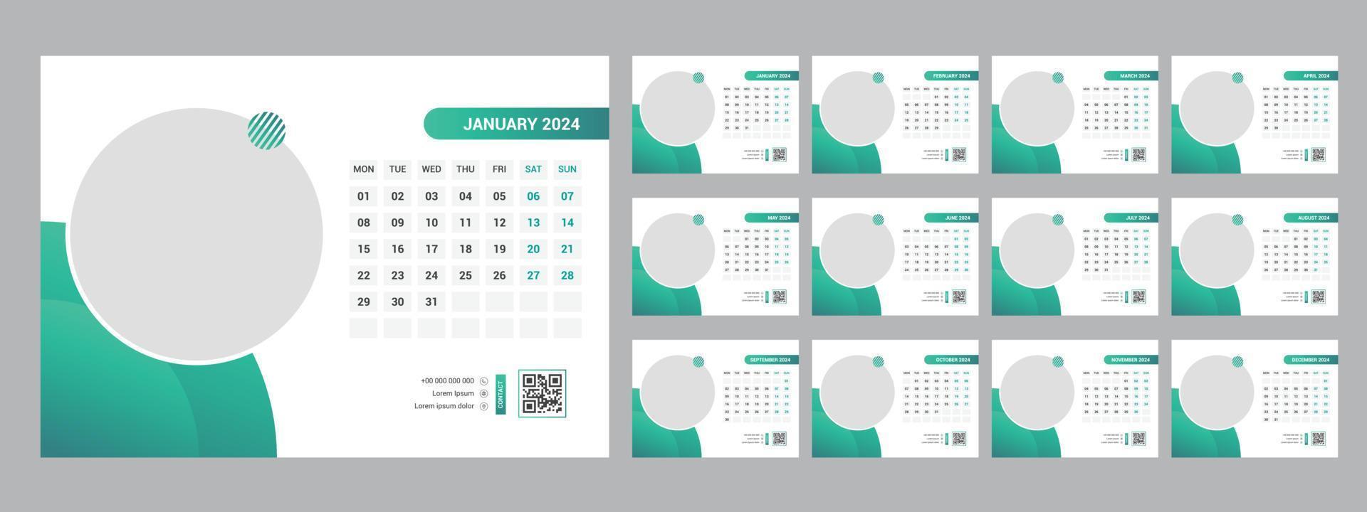 2024 Desk Calendar Template vector