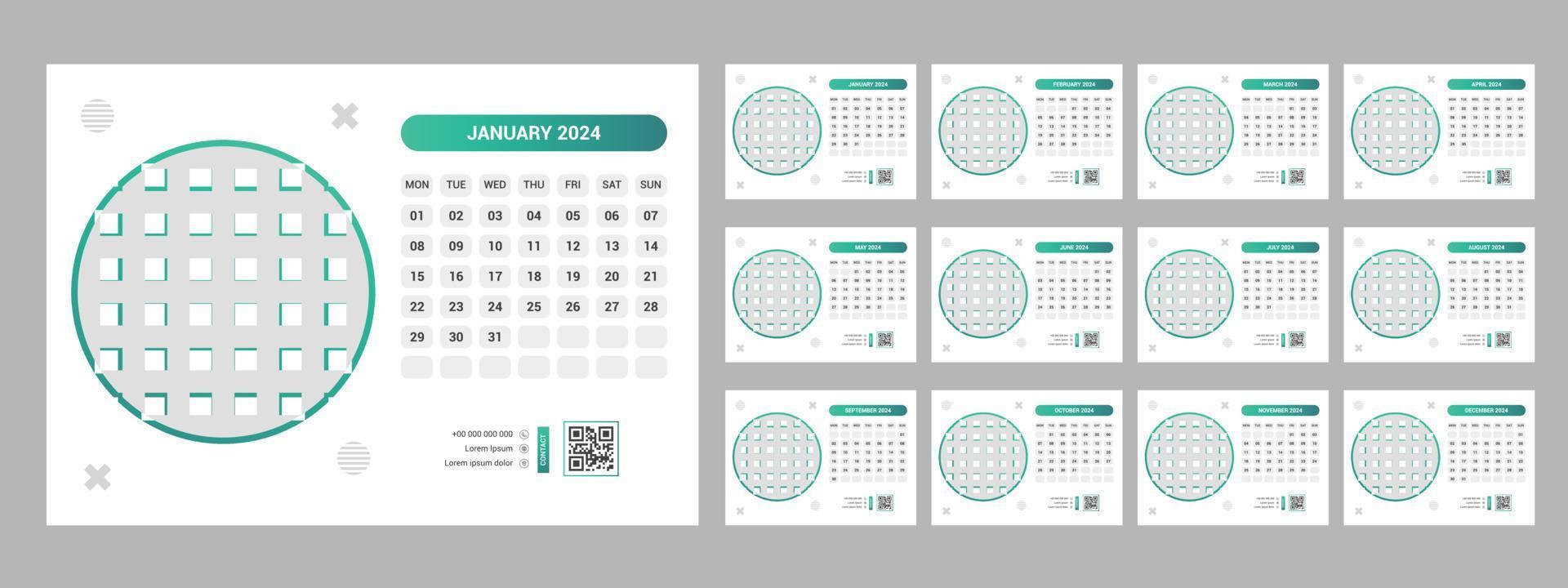 2024 escritorio calendario modelo vector