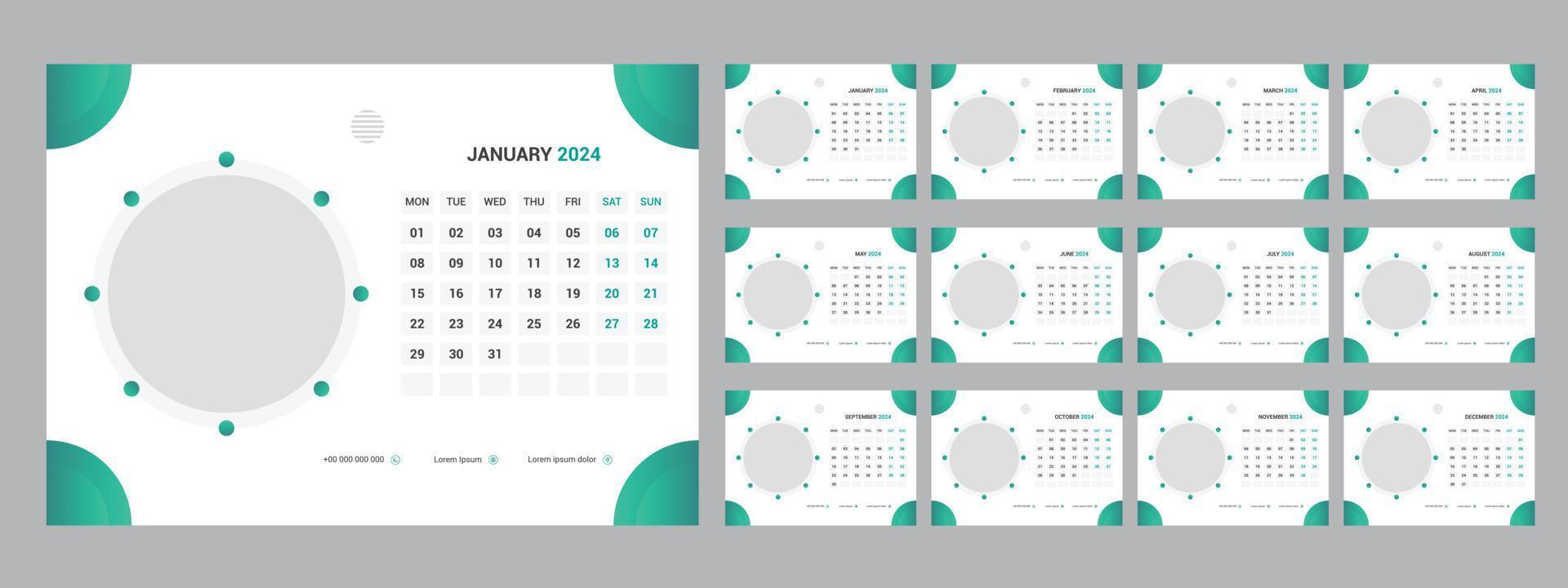 2024 Desk Calendar Template vector