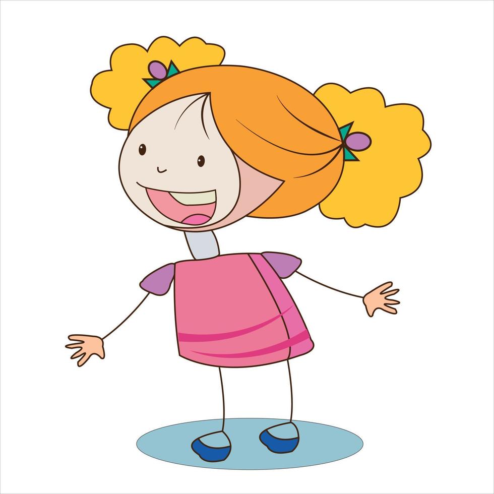 Vector cute girl of a simple cartoon illustration art.