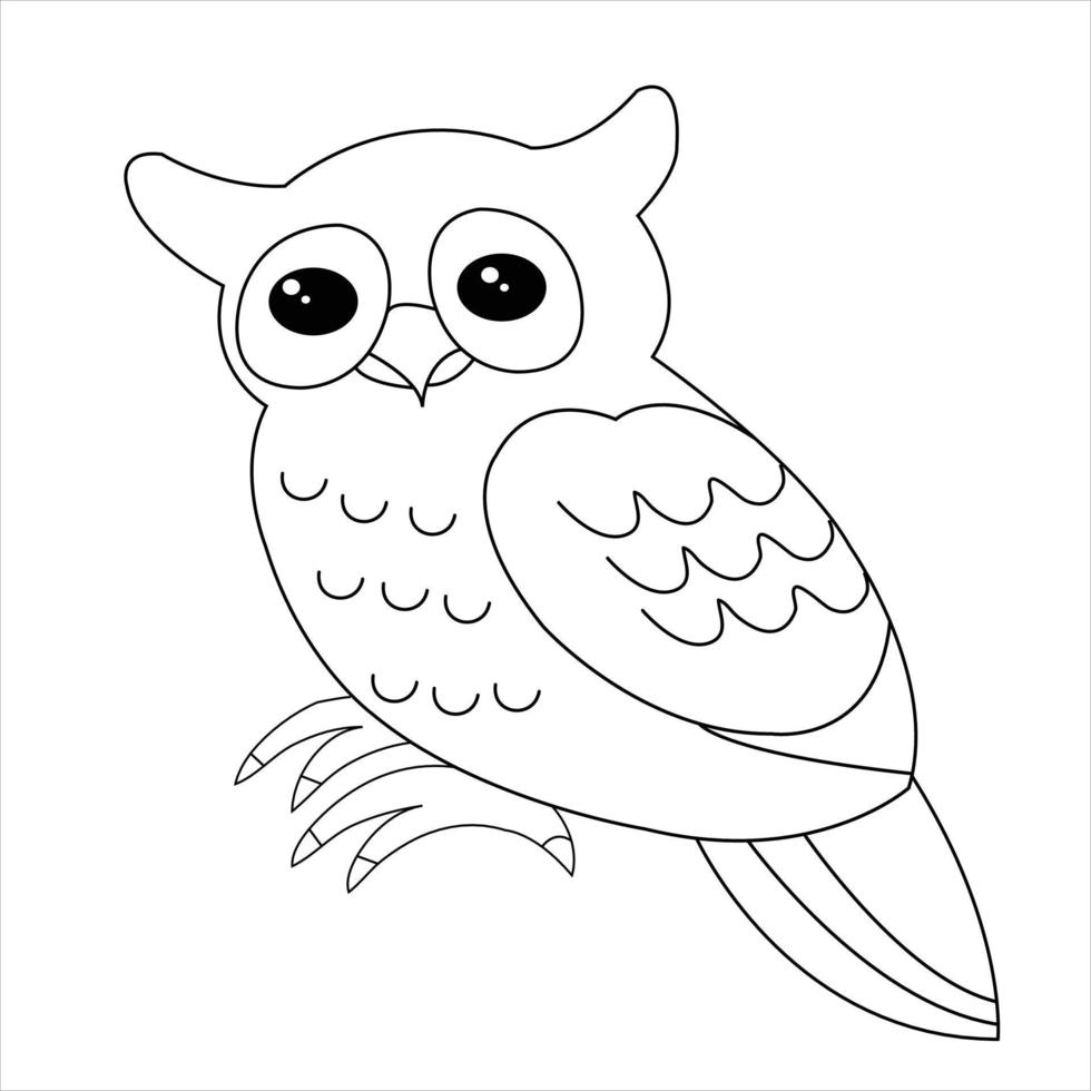 Vector hand drawn owl outline illustration art