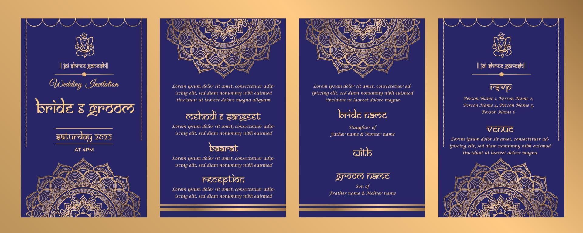 Indian wedding invitation card template ready to print vector