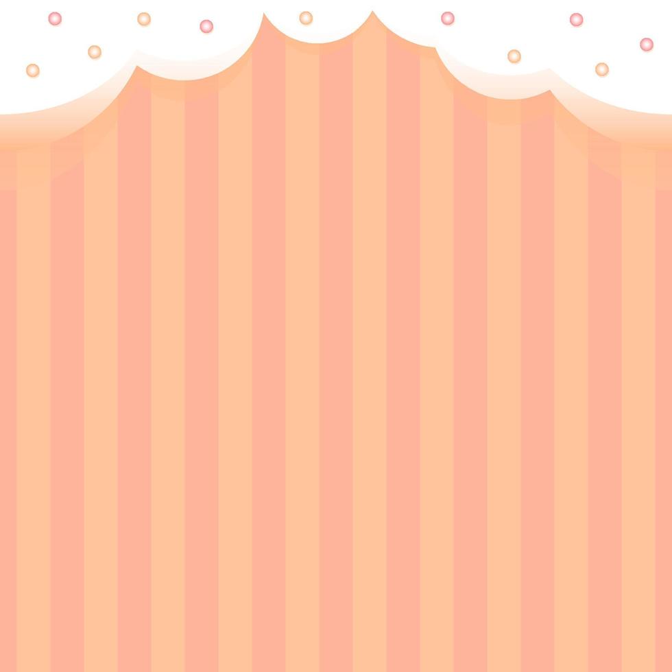 Peach seamless border with white clouds on top vector
