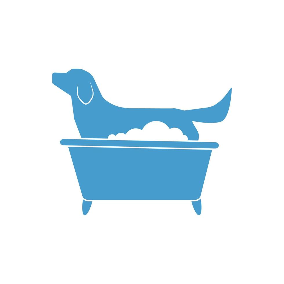 Dog grooming logo in blue color vector