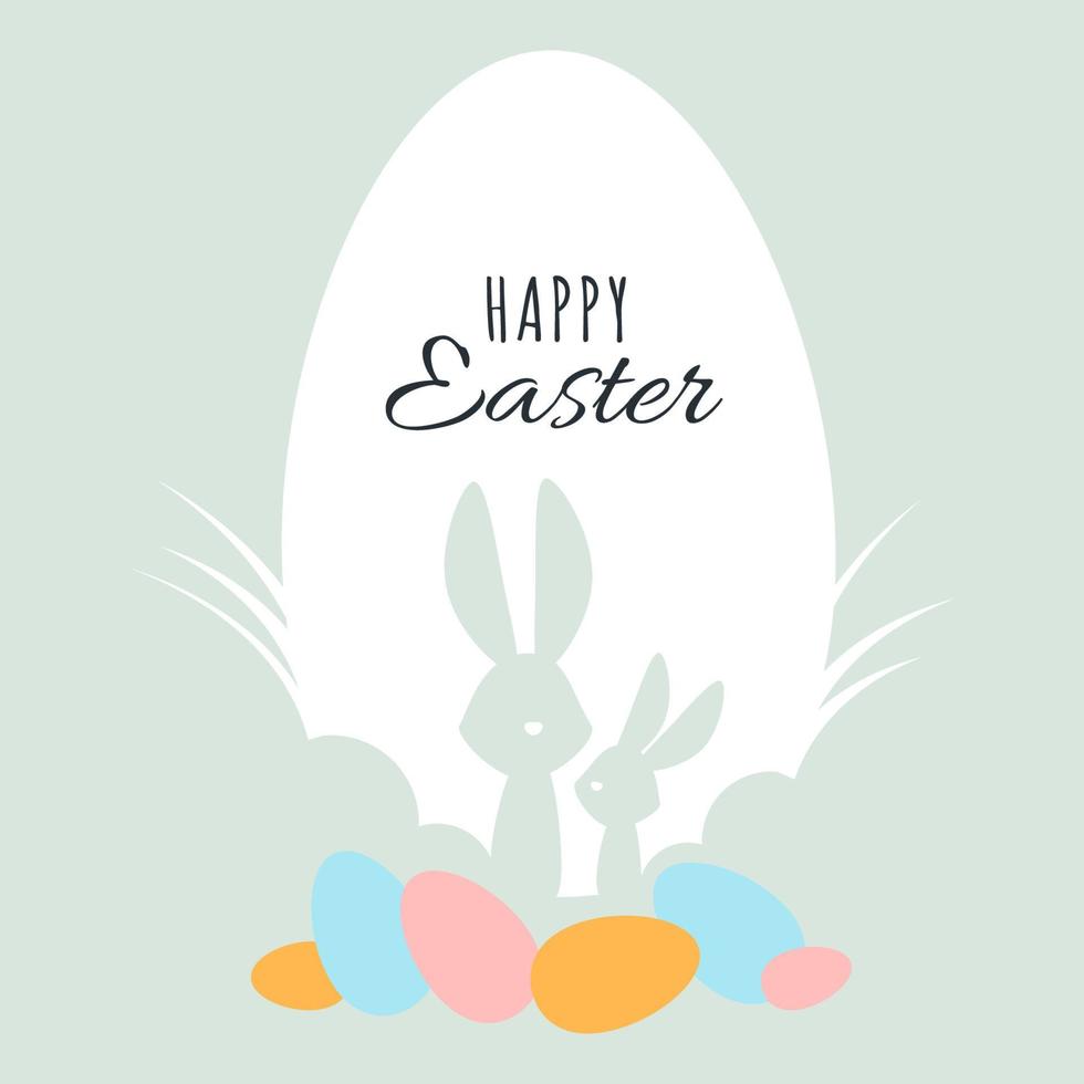 Egg with easter bunnies and lettering with easter eggs vector